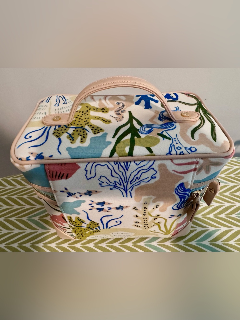 Spartina 449 Pastel Mermaid Sea Cosmetic Train Case - Pink, Blue, Green - Picture 6 of 8